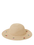 Angels by Accessorize Kids' Strawberry Embroidery Straw Hat, Natural