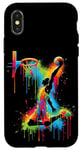 Coque pour iPhone X/XS Joueur de basket-ball Slam Dunk Splash Color Sport