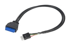 Akasa Ak-cbub36–30BK Femelle USB 3.0 19-pin connecteur de Carte mère vers mâle USB 2.0 9 Broches Connecteur