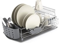 Tower Compact 2-Tier Dish Rack with Cutlery Drainer Tray T847002 (Grey)