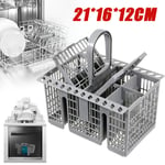 Dishwasher Cutlery Basket Cage Tray Removable Handle Lid Rack Universal Grey