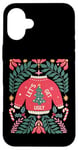 Coque pour iPhone 16 Plus Pull de Noël bohème festif en forme de canne à sucre d'orge floral