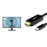 Dell SE2722HX 27 inch Full HD (1920 x 1080) Monitor, 75Hz, VA, 4ms, AMD FreeSync, HDMI, VGA & BENFEI USB C to HDMI Cable, 4K 1.8M USB Type C to HDMI Adapter (Thunderbolt 3/4, iPhone 15 Pro/Pro Max)