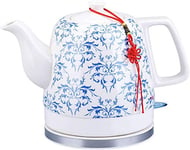 Fast Electric Ceramic Cordless Kettle Teapot-Retro 1.2L Jug, 1200w Water Fast for Tea, Coffee, Soup, Oatmeal-Removable Base, Boil Dry Protection,A (Color : A)