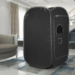 2L Vapeur Noir Portable Ménage Sauna Box avec Petite Chaise Pliante Taille 80×80×135cm