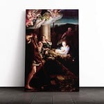 Big Box Art Canvas Print Wall Art Correggio The Holy Night | Mounted and Stretched Box Frame Picture | Home Decor for Kitchen, Living, Dining Room, Bedroom, Hallway, Multi-Colour, 20x14 Inch