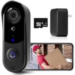 Doorbell Camera Wireless with Chime, WiFi Video Doorbell Camera, 32GB SD Card,No Monthly Fees, 1080P HD, 2-Way Audio, Motion Detection, IP65 Waterproof,2.4G WIFI, Pre-installed