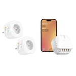 Meross Prise Connectée (Type E), Lot de 2 Prises WiFi Compatibles avec Apple HomeKit & Interrupteur Connecté (FIL NEUTRE REQUIS), Interrupteur Module WiFi Compatible avec HomeKit, Alexa et Google