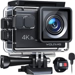 WOLFANG Caméra Sportive GA100 4K 30 FPS, caméscope WiFi de 20 MP, caméra sous-Marine 40 m avec Double Microphone, télécommande, EIS Anti-Vibration