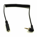 3.5mm 3 Pole Angled Male to 3 Pole female Stereo Audio Aux Coiled Cable Lead