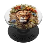 Crinière florale Lion de la Savane Roi de la jungle Safari Bloom PopSockets PopGrip Adhésif