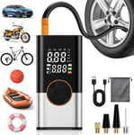 Gonfleur Pneus Voiture Sans Fil,Compresseur À Air Portatif 150Psi,Mini Compresseur Voiture Portable,6000Mah Gonfleur Velo Electrique Avec Manomètre Et Lumière Led Pour Voiture Vélo Moto Balle