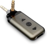 Récepteur Bluetooth 5.3 Jack,Adaptateur Bluetooth Voiture avec Jack 3.5 Rotatif pour Home Stéréo,Contrôle du Volume et des Pistes,Appels Mains Libres,Boîtier en Métal(Q404)