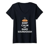 Womens Funny Keep Calm And Bake Sourdough Baking Lover V-Neck T-Shirt