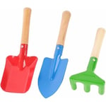 Outils de jardin pour enfants Mini avec pelle, bêche, râteau - Kit de jardin coloré - Outil de jardin pour enfants et adultes (3 pièces)