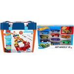 Hot Wheels Track Builder Unlimited Coffret de Jeu Recharge Ultime avec connecteurs, 6 mètres de Piste et Deux Voitures + Coffret 10 véhicules, Jouet pour Enfant de Petites Voitures Miniatures