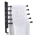 Porte-Serviettes 5 Bras Rotatif en Acier Inoxydable balançoire Salle Bain Cintre Porte-Serviettes Wandmone Noir Mat Porte-Serviettes Pliable Bar Look agréable et élégant la Cuisine Salle Bain