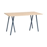 HAY Loop Stand incl. support bar table 87,5x180 cm Deep blue-clear lacq. oak