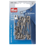 Prym Safety Pins, 50mm, Pack of 18, Silver