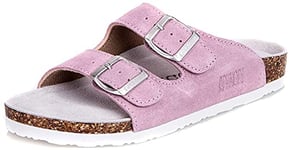 Asifn Femmes Hommes Slip Cover Liège Semelle Sandales Plates Réglables Mules et Sabots Pantoufles Boucle Antidérapante Casual Peep Toe Suede Summer（Rose,42/43 EU,42 Taille de la Marque