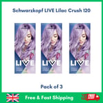 Schwarzkopf LIVE Lilac Crush P120 Semi-Permanent Hair Dye Colour - Pack of 3 Dye