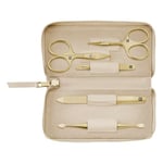 ZWILLING Manucure kit (5 pièces, étui en cuir véritable, set de voyage, avec ciseaux à ongles et ciseaux à cuticules), Premium, Gold Edition