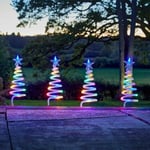 Christmas Garden Stake Lights Multi Coloured Tree LED Spiral Outdoor Decor