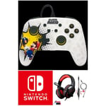 Manette filaire SWITCH MARIO Bob-omb Blast Officielle Nintendo avec Câble USB détachable + CASQUE SWITCH ROUGE NOIR