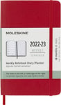 Moleskine - 18-Month Weekly Planner/Diary, Pocket Planner 2022/2023, Weekly Notebook with Soft Cover and Elastic Closure, Size Pocket 9 x 14 cm, Colour Scarlet Red