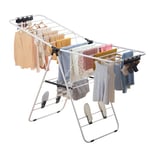 SereneSpc Clothes Airer, Foldable Clothes Drying Rack, 3 Grades Height-Adjustable Winged Clothes Horse Indoor, Drying Rack Laundry Outdoor, L144 x W54.5 x H94cm, Black