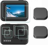 Hero8 Film de Protection d'Ecran pour GoPro Hero 8 Noir LCD + film de protection d'écran d'objectif + bouchon d'objectif Protecteur Verre Trempé 0,3mm Dureté 9H -Lot de 6.[G1396]