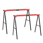 Nordlinger Pro 640025 2 Tréteaux en Métal Promalin, Pliables, avec Revêtement Anti Dérapant sur la Traverse Supérieure, Noir et Rouge