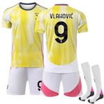 Juventus FC Borta Fotbollskläder för Barn 2024-2025 Nr.9 Vlahović away 28