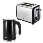 Swan TownHouse Kettle & 2 Slice Toaster Kitchen Set (Black)