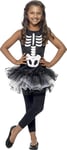 Smiffys Childrens Skeleton Tutu Costume, Printed Tutu Dress, Colour Black and wh