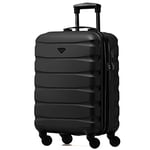 Flight Knight Bagage Cabine Leger a 4 Roues en ABS Approuve par Plus De 30 Compagnies Aeriennes, Dont Air France, easyJet et Ryanair (Priority) - 55x40x20cm (TSA) Noir/Noir