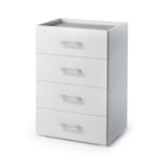 Commode Aster, Commode 4 tiroirs pour la chambre, Bureau polyvalent ou meuble d'étude, 50x41h87 cm, Blanc et Ciment