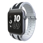 Apple Watch Series 4 44mm silikoninen kellonauha - Harmaa / Musta Hopea/Harmaa