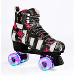 BAJIE Roller Skates Women Quad Roller Skates Double Row Light Up Skating PU Leather Material Microfiber for Beginners Teens Kids Adult (Color : Q, Size : 32)