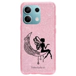 Coque pour Redmi Note 13 4G paillettes rose fee lune