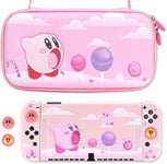 Pack Kirby | Mignon Kawaii Anime Smash Blanc Carry Case Cover Thumb Grips | Ensemble D'accessoires De Voyage De Protection | Compatible Avec Nintendo Switch Oled (Ensemble Oled)