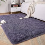 Tflycq Soft Fluffy Area Mattor För Sovrum Barnrum Plysch Shaggy Nursery Matta Furry Throw Mattor För Pojkar Flickor, College Sovsal Fuzzy Mattor Vardagsrum Ho Purple Grey 4 * 5.2 Feet