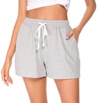 Lovasy Bas de Pyjama Femme Short de Pyjama d'été en Coton à Carreaux Léger Short de Nuit Grande Taille,Gris,XXL