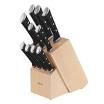 Tefal Ice Force Set de 10 couteaux de cuisine + Bloc universel en bois, Lame acier inoxydable allemand, Performance de coupe et tranchant durables, Garantie 10 ans K232SA14