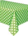 Limegrön Plastduk med Vita Polka Dots 274x137 cm