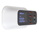 USB-latausasema 8 porttia latauskeskitin 40W USB3.0 Type C LED-näyttö Piirin suojaus puhelintableteille 100-240V US-pistoke