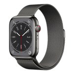 Apple Watch Series 8 4G Rostfritt stål / Milanese Loop 45 mm / Helt ny / Svart