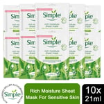 10pk of Simple Kind to Skin Moisturising&Hydrating Sheet Mask with NaturalFibers