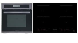 Four Cuisinière Plaque Cuisson Herdset Induction Noir Steel 2 Flexzonen Glisseur