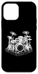 Coque pour iPhone 12 mini Ensemble de batterie 3D Wireframe - Vintage Drummer Drums Lover